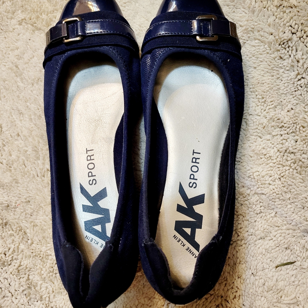 Anne Klein Blue Flats with Silver Buckle